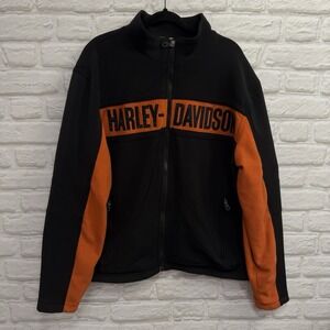 Harley Davidson Fleece Motorcycle Jacket Size X-Large Big Logo Back Decal Nice!!